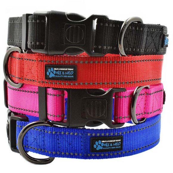 Dog Collar & Leash: Matching Red Reflective Collar & 6-ft Leash, Medium - Picture 3 of 6